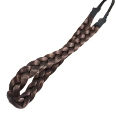 Produktbild von Frauen Vintage Bohemian Stirn Twist Geflochtenes Stretch Elastisches Stirnband Haarband-Kaffee