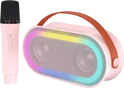Produktbild von P6 tragbarer Lautsprecher, kabelloser Lautsprecher, Karaoke-Lautsprecher, 10-W-HIFI-Lautsprecher, LED-Lichteffekt, Bluetooth 5.3, Einzelmikrofon, Rosa