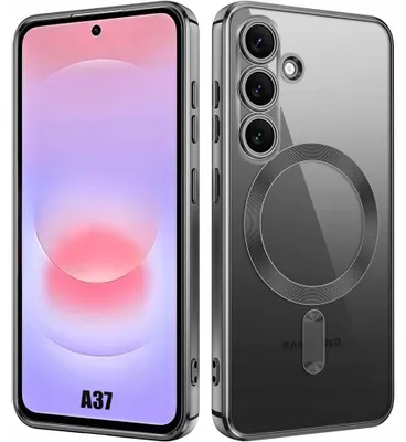 Image de Coque pour Samsung Galaxy A37 5G, Silicone Souple Anti-Rayures avec Cercle Magnétique Chrome Noir