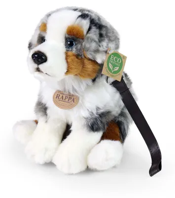 Image de Chien en peluche de race berger australien avec laisse, 27 cm, ÉCOLOGIQUE
