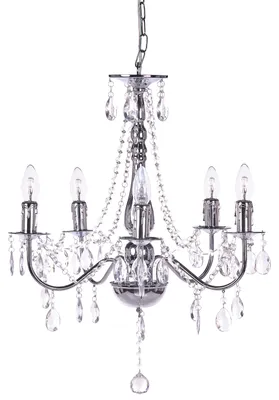 Produktbild von BELIANI Kronleuchter Silber Metall mit Transparenten Acrylglas-Kristallen 5-Flammig Venezianischer Glamour Stil Wohnzimmer Esszimmer Lüster