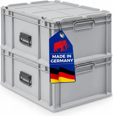 Produktbild von SuperSparSet 2x Eurobox NextGen Portable  Germany | HxBxT 33,5x40x60cm | 65 Liter | Grau | Eurobehälter, Transportbox, Transportbehälter, Stapelbehälter