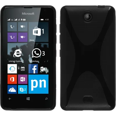 Produktbild von PhoneNatic Case kompatibel mit Microsoft Lumia 430 Dual - schwarz Silikon Hülle X-Style + 2 Schutzfolien