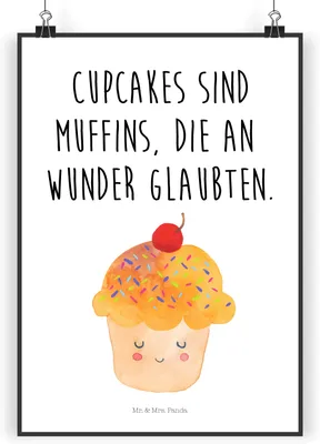 Produktbild von Mr. & Mrs. Panda Bild Cupcake DIN A5 - Weiß - Geschenk, Motivation Sprüche, Küche Deko, Kunstdruck, Muffin, Wunder, Cupcakes, drucke, Koch, wanddeko, Lustige, Plakat