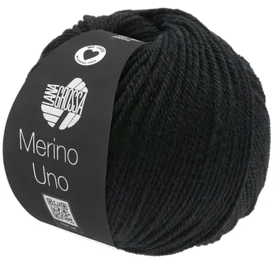 Produktbild von Lana Grossa MERINO UNO 50 g extrafeine Wolle mit Superwash-Ausrüstung 125 m Farbe 013 - Schwarz, KI-generiertes Bild