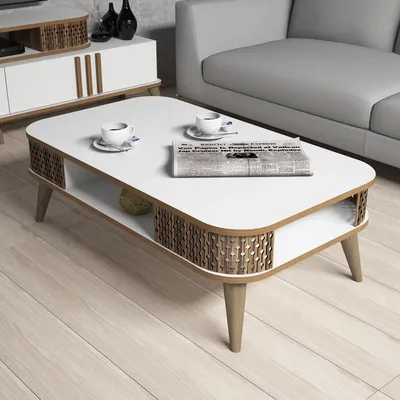 Image de Table Basse Médicine - 105x60x35h cm Blanc, avec Pieds
