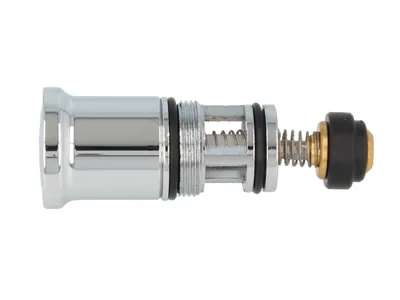 A close-up studio shot of a plumbing valve component against a white background.