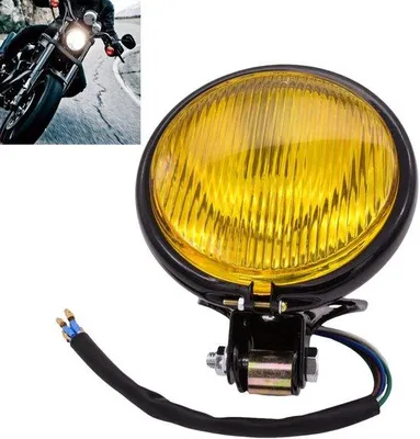 Obrázek produktu pro 12,7 cm, 12V, žlutá motocyklová reflektorová lampa – vhodná pro motocykly typu Bobber, Chopper a zakázkové motocykly