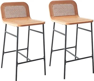 Image de Lot de chaises SANA d'îlot et bar en chêne et assise cannage 65cm