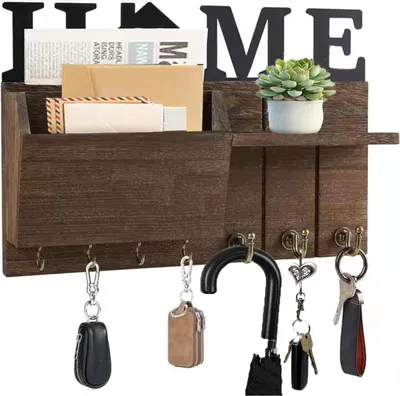 Produktbild von Schlüsselbrett Schlüsselablage Wand,Mail Organizer für Wand,Key Rack Wand mit 7 Haken,Wandmontiert,zurAufbewahrung von Schlüsseln,Post,Taschen,kleinen