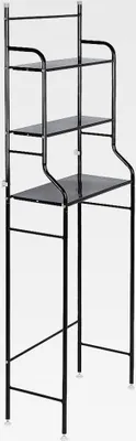 Produktbild von Toilettenregal Waschmaschinenregal Badezimmerregal mir Haken, 3 Etagen (Schwarz)