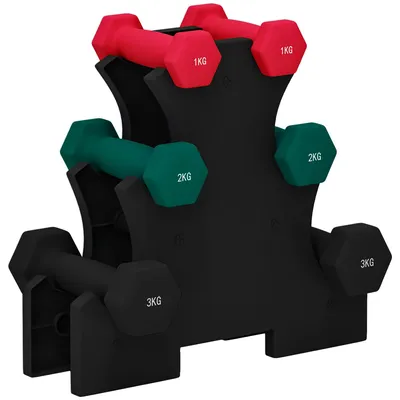 Image de Ensemble d'haltššres hexagonale avec support d'haltššres, pour la musculation, 2 x 1kg, 2 x 2kg, 2 x 3kg