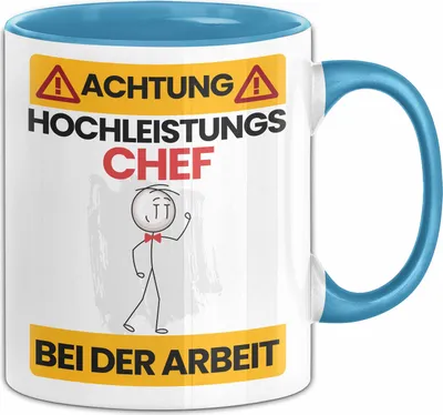 Produktbild von Chef Tasse Geschenk Lustiger Spruch Geschenkidee für Chef Achtung Hochleistungs Chef Bei Der Arbeit (Blau)