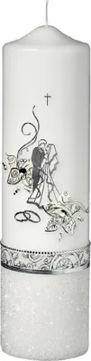 Produktbild von Hochzeitskerze mit Namensverzierung und Geschenkkarton, Nr. 57, Original handverzierte Kopschitz Brautkerze