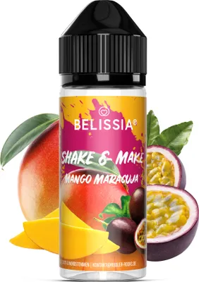Produktbild von Belissia Shake and Make Mango-Maracuja - 10ml hochdosiertes Lebensmittelaroma + 120ml Schüttelflasche - Für Backen, Speisen, Getränke, DIY & Raumduft
