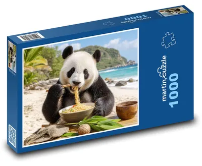 Obrázek produktu pro Puzzle 1000 Panda jí těstoviny - martinpuzzle