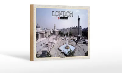 Produktbild von Holzschild Städte Trafalgar Square London UK 18x12 cm Dekoration