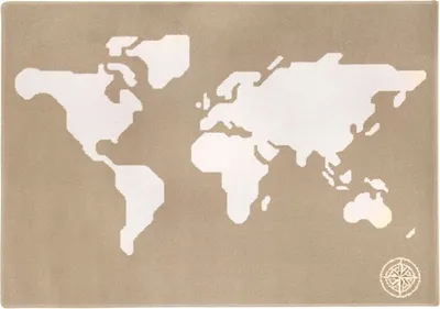 Obrázek produktu pro Dětský vlněný koberec BÉŽOVÁ MAPA SVĚTA 120 cm x 170 cm
