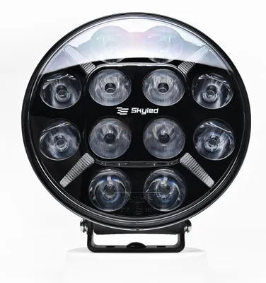 Produktbild von SKYLED Jupiter+ 9X LED Fernscheinwerfer Rund 9 Zoll, 120W Zusatzscheinwerfer mit Positionslicht Weiß/Orange, ECE R112 Straßenzulassung & OFFROAD Boost Modus, 12V 24V LKW PKW Frontscheinwerfer