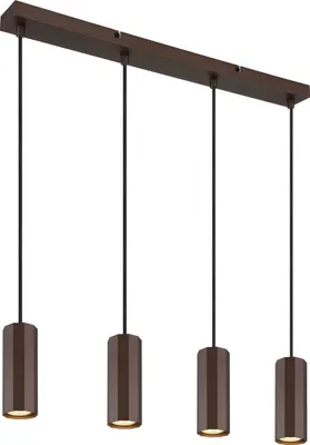 A product shot of a four-light pendant chandelier.