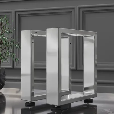 Produktbild von 2er-Set MORENA | Hocker & Bank Kufe | Edelstahl | B40xH43cm | U Tischgestell, Bankgestelle Kufe