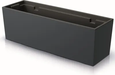 Produktbild von Blumenkasten mit Pflanzeinsatz Kunststoff 77x24 cm Anthrazit Glatt Struktur große Größe UV beständig Balkonkasten Innen / Außenbereiche
