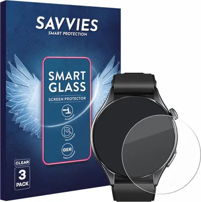 Produktbild von 3x Savvies Schutzglas Folie für Marsyu Smartwatch 1.56" 9H Panzer Schutzfolie Glas Displayschutz klar transparent