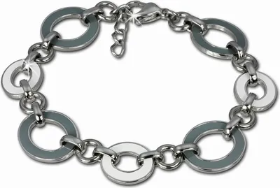 Imagen del producto de Pulsera de acero inoxidable, diseño ovalado, para mujer, color gris y blanco, modelo ESAG01K