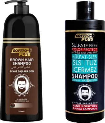 Produktbild von Softto+Plus Braun-Haar Shampoo 350 ml + Sulfat freies Farbpflegeshampoo 400ml