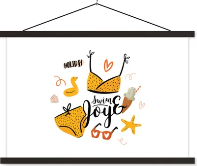 Produktbild von MuchoWow® Textilposter Bikini - Sommer - Gelb 60x40 cm mit schwarzem Rahmen - Hölzernes