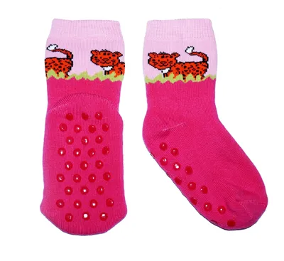 Produktbild von Kinder ABS-Socken aus Baumwolle Leopard Rosa Größe 19-22