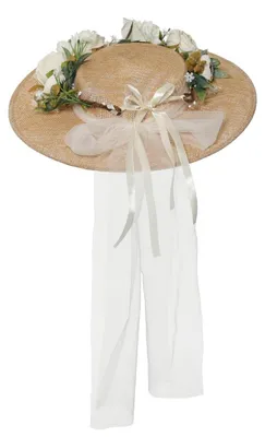 Productafbeelding van Solidchoice - Vintage Zonnehoed voor Dames met Bloemen en Strik
