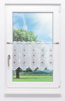 Produktbild von Scheibengardine Plauener Spitze Blütenzauber  (Bx H) 97.80cm * 40cm Rot/dunkelrot