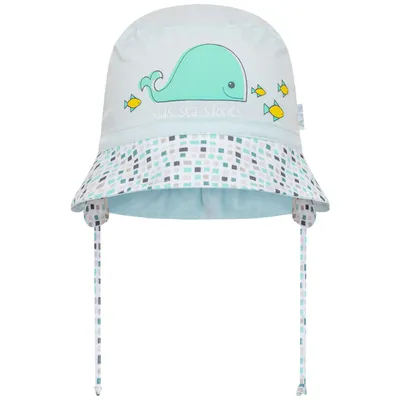 Produktbild von Jungen Sommermütze Sonnenhut Sommerhut Binde-Mütze Fischerhut Walfisch, Gr. 48, Hellblau-Grün