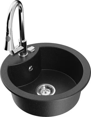 Produktbild von Mexen Diego 1-Becken-Granit-Spüle mit Mischbatterie Elia, Schwarz/Silbermetallic - 6512-73-670101-00