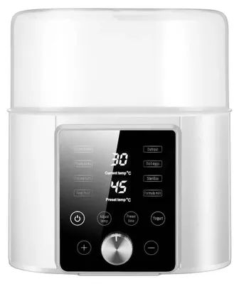 Zdjęcie produktu dla Zimilo 2 w 1 – podgrzewacz do posiłków dla niemowląt i sterylizator, inteligentna regulacja temperatury, wyświetlacz LCD, parowanie 360°, rozmrażanie i gotowanie, kompaktowy, biały