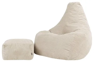 Produktbild von Icon Dalton XXL Sitzsack Cord und Hocker mit Füllung, Beige