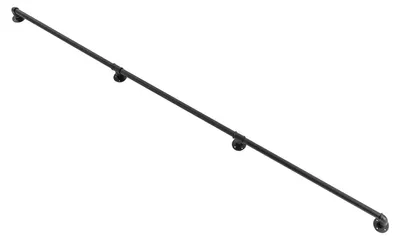 Immagine prodotto di Corrimano per scale - Corrimano a parete - In metallo (tubo di acciaio zincato e ghisa) - Stile industriale - Lunghezza 274 cm - Nero
