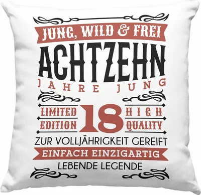 Produktbild von Trendation - 18. Geburtstag Deko-Kissen mit Füllung 40x40 Geschenk 18er Geschenkidee Mädchen Jungen Lustiger Spruch Legende (Grün)