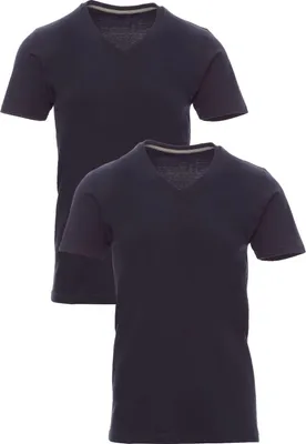 Produktbild von Mivaro Herren 2er Pack T-Shirt mit V-Ausschnitt in Dunkelblau - kurzarm V-Neck Shirt aus 100% Baumwolle, Regular Fit, feinmaschiges Gewebe, Größen S bis 5XL