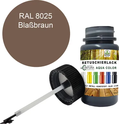 Produktbild von Reparaturlack Lackstift RAL Lack Pinselflasche 50ml. Farbe Holz Metall Möbel Auto Bad Retuschierlack - RAL 8025 Blaßbraun