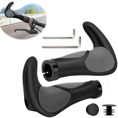 Produktbild von Fahrradlenkergriff Fahrradgriffe ergonomisch Fahrrad Lenker Griffe mit Bar Ends 2-St.,Paar,Zwei Seiten Lock-On Design aus rutschfestem Gummi