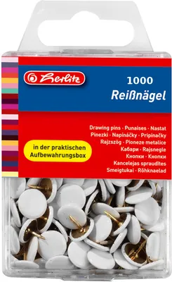Produktbild von 1000 Herlitz Reißnägel / Reißzwecken / Heftzwecken / weiß