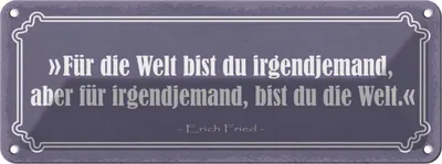 Produktbild von vianmo Blechschild 10x27 cm für Welt bist du irgendjemand Dekoration Spruch Zitat
