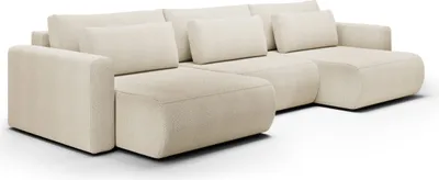 Productafbeelding van FEDVE Hoekbank met slaapfunctie, Achim U, bedbank, bankstel, lichtbeige (Curio 09)