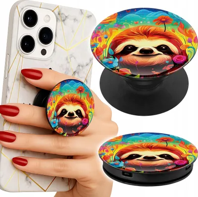 Image de Support telephone Popsocket pour doigt / support - KOLOROWE LENIWIEC ZWIERZĘTA