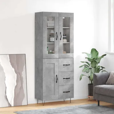 Productafbeelding van Maison Exclusive - Hoge kast, betonkleur, 69,5 x 34 x 180 cm, houtvezelplaat