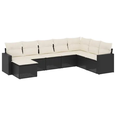 Produktbild von vidaXL 8-tlg. Garten-Sofagarnitur mit Kissen Schwarz Poly Rattan