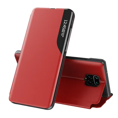 Obrázek produktu pro Pouzdro pro Redmi Note 9 Pro, Smart View Okénko Flip StojánekPolyuretanKožené Ochranné Pouzdro pro Xiaomi Redmi Note 9S / 9 Pro / 9 Pro Max červené