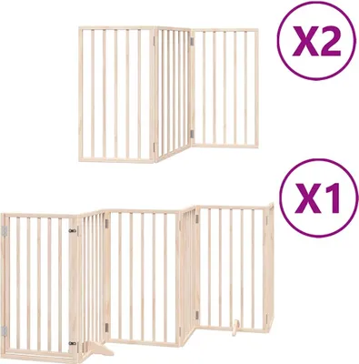 Image de vidaXL 12 pcs. porte pour chien Pliable 600 cm bois de peuplier